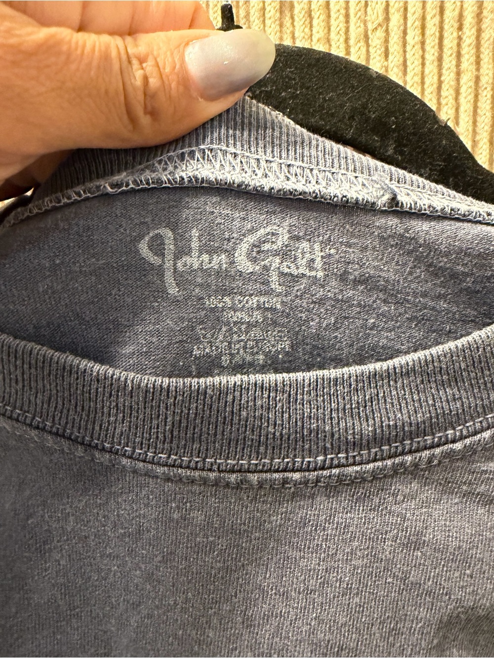 100% cotton John Galt baby tee oversized Navy Blue Nantucket Island - Picture 2 of 3